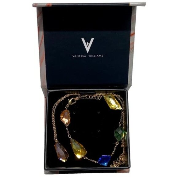 Vanessa Williams Necklace + Bracelet Gift Set Multicolor Stone Gold Tone Fashion - Picture 1 of 8